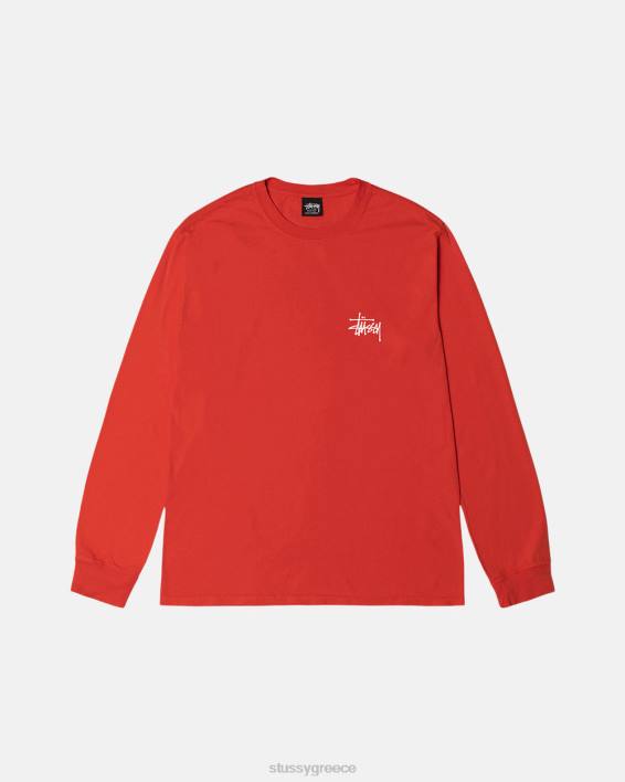 STUSSY ντομάτα βαμμένο μακρυμάνικο μπλουζάκι crewneck