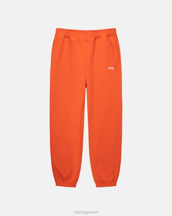 Stussy πορτοκαλί βαμμένο fleece sweatpant με κεντημένο λογότυπο