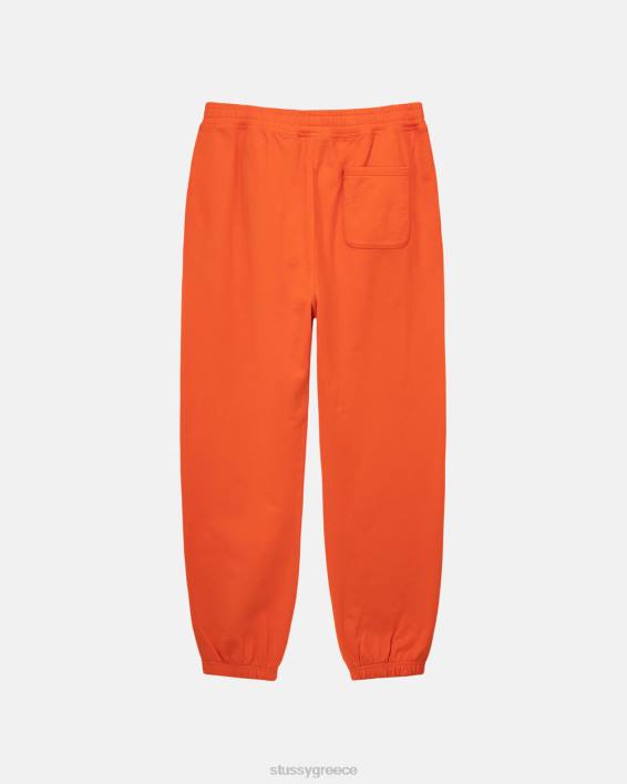 Stussy πορτοκαλί βαμμένο fleece sweatpant με κεντημένο λογότυπο