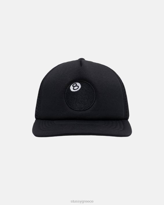 STUSSY μαύρο φορτηγό καπάκι 5-panel με μπάλα υψηλού προφίλ