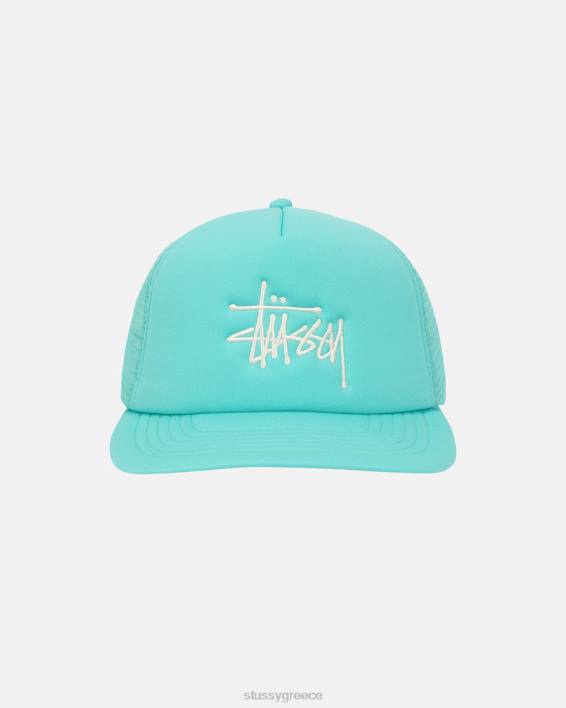 STUSSY τουρκουάζ 5-panel καπέλο υψηλής προφίλ με ετικέτα