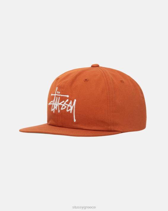 STUSSY σκούρο πορτοκαλί καπάκι strapback από βαμβάκι για όλους